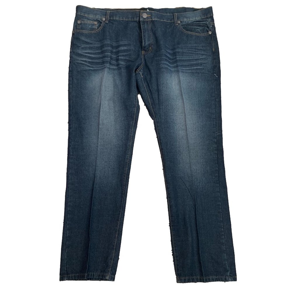 Nostic Mens Jeans Size 48 X 33 Factory Fading Back Pocket Stitching Straight Leg